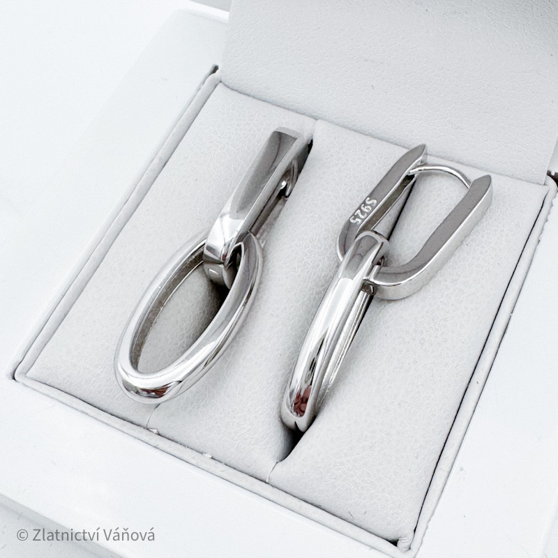 Stříbrné náušnice visací geometrické